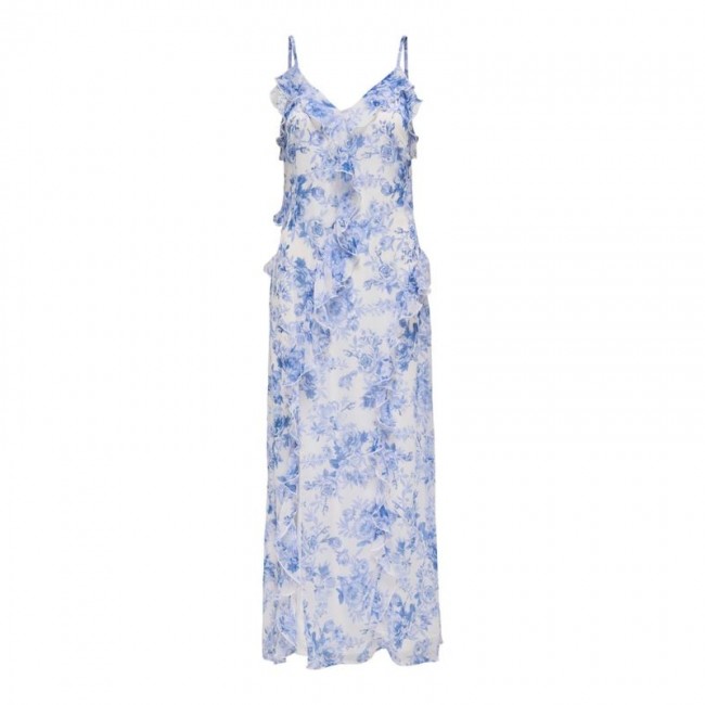 Only ONLMIRIAM LIFE S/L FRILL LONG DRESS PTM 15348901 bel air blue porcelan flowers