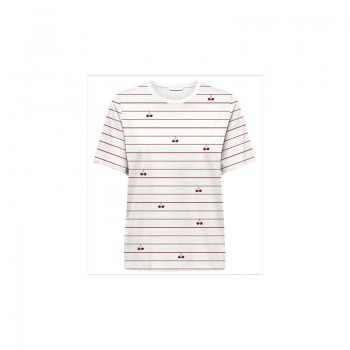 Only ONLKITA LIFE REG S/S LEMON TOP BOX JRS 15349150 cloud dancer cherry stripe