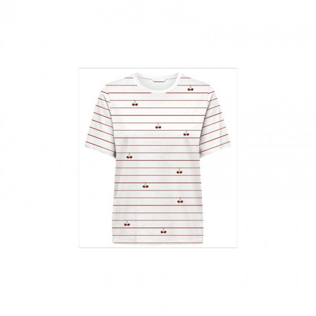 Only ONLKITA LIFE REG S/S LEMON TOP BOX JRS 15349150 cloud dancer cherry stripe Only ONLKITA LIFE REG S/S LEMON TOP BOX JRS 15349150 cloud dancer cherry stripe