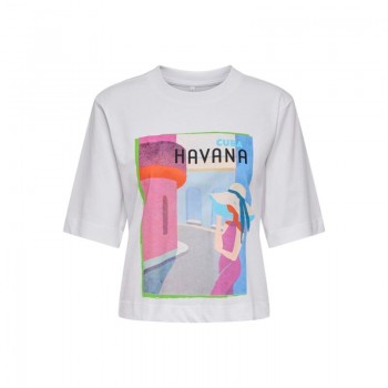 Only ONLVEGA LIFE S/S VIBE TOP BOX JRS 15349877 bright white havena