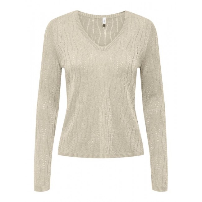 Only ONLMELLA LS GLITTER V-NECK CC KNT 15324594 birch dtm glitter