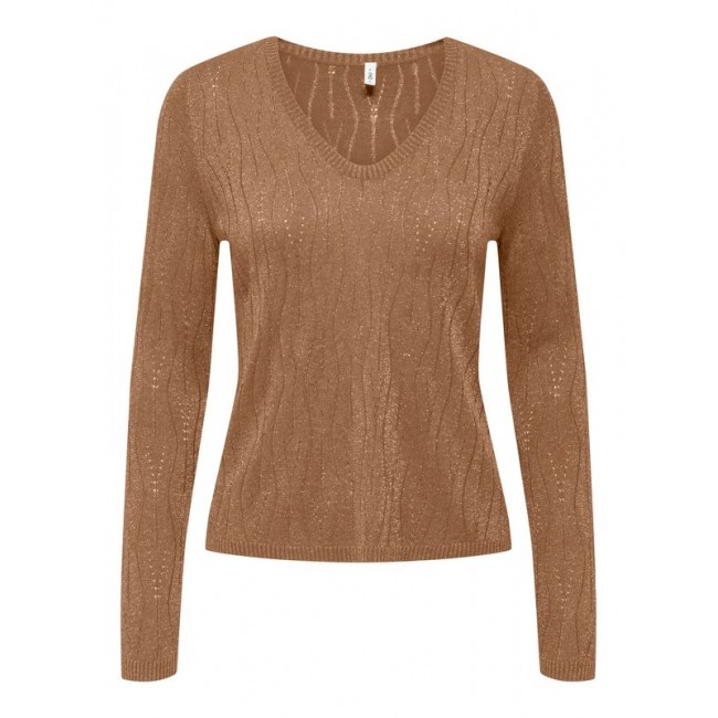only ONLMELLA LS GLITTER V-NECK CC KNT 15324594 toasted coconut dtm glitter