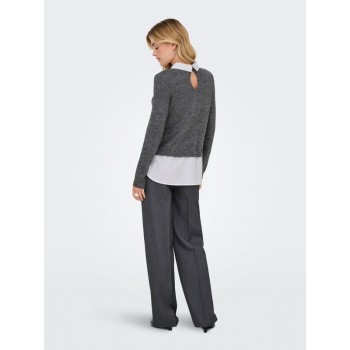 Only ONLDOLLY LS WOVEN MIX PEARL PULL CC KNT 15353350 mediium grey melange w cloud dancer woven mix