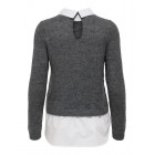 Only ONLDOLLY LS WOVEN MIX PEARL PULL CC KNT 15353350 mediium grey melange w cloud dancer woven mix