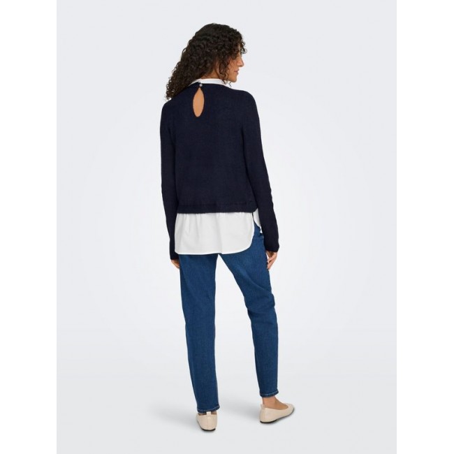 Only ONLDOLLY LS WOVEN MIX PEARL PULL CC KNT 15353350 night sky w cloud dancer wwoven mix