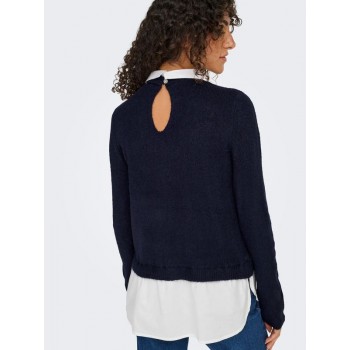 Only ONLDOLLY LS WOVEN MIX PEARL PULL CC KNT 15353350 night sky w cloud dancer wwoven mix
