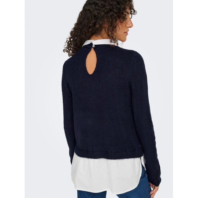 Only ONLDOLLY LS WOVEN MIX PEARL PULL CC KNT 15353350 night sky w cloud dancer wwoven mix