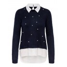 Only ONLDOLLY LS WOVEN MIX PEARL PULL CC KNT 15353350 night sky w cloud dancer wwoven mix