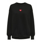 Only ONLEVISA L/S OVERSIZED O-NECK SWT 15358294 4895640 black heart vip patch salsa