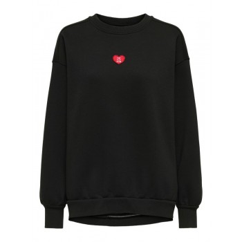 Only ONLEVISA L/S OVERSIZED O-NECK SWT 15358294 4895640 black heart vip patch salsa