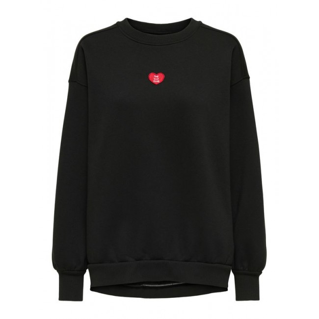 Only ONLEVISA L/S OVERSIZED O-NECK SWT 15358294 4895640 black heart vip patch salsa