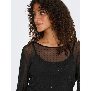 Only ONLHILEN LS RHINESTONE MESH TOP WVN 15358317 4866222 black