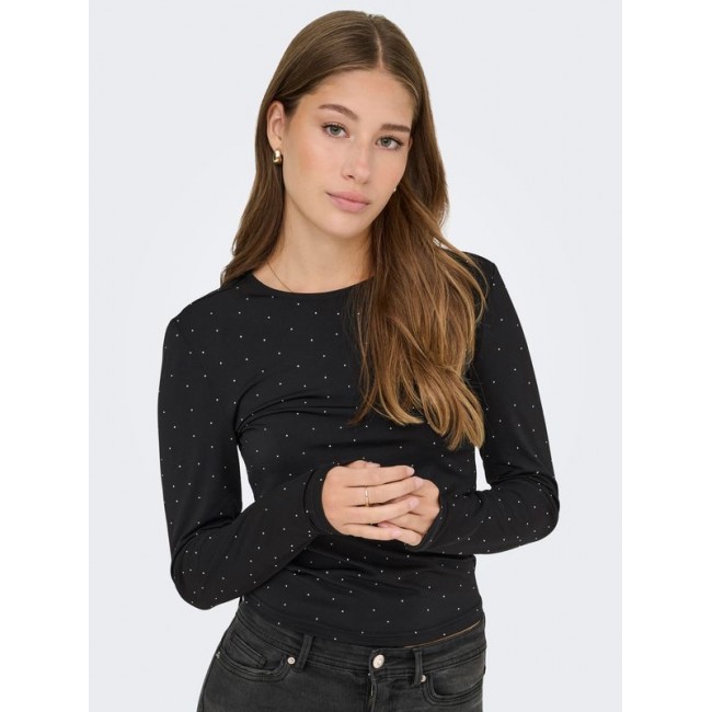 Only ONLZITA L/S O-NECK TOP BF JRS 15358986 4869236 black silver rhinestones Only ONLZITA L/S O-NECK TOP BF JRS 15358986 4869236 black silver rhinestones
