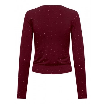 Only ONLZITA L/S O-NECK TOP BF JRS 15358986 4929057 cabernet silvwr rhinestones Only ONLZITA L/S O-NECK TOP BF JRS 15358986 4929057 cabernet silvwr rhinestones