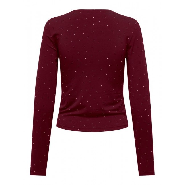 Only ONLZITA L/S O-NECK TOP BF JRS 15358986 4929057 cabernet silvwr rhinestones Only ONLZITA L/S O-NECK TOP BF JRS 15358986 4929057 cabernet silvwr rhinestones