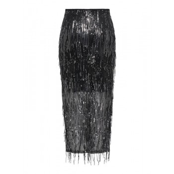 Only ONLSPACY HW LONG SEQUINS SKIRT WVN 15359937 4877211 black w silver sequins