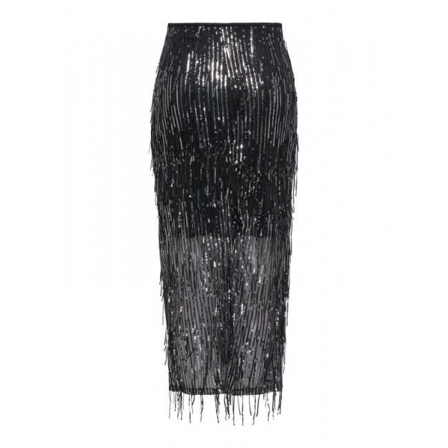 Only ONLSPACY HW LONG SEQUINS SKIRT WVN 15359937 4877211 black w silver sequins