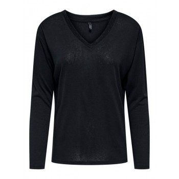 Only ONLHENRIETTA L/S V-NECK SHINE TOP JRS 15360156 4877576 black black rhinestones