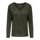 Only ONLHENRIETTA L/S V-NECK SHINE TOP JRS 15360156 4928654 forest night rhinestones