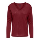 Only ONLHENRIETTA L/S V-NECK SHINE TOP JRS 15360156 4928656 cabernet cabernet rhinestones
