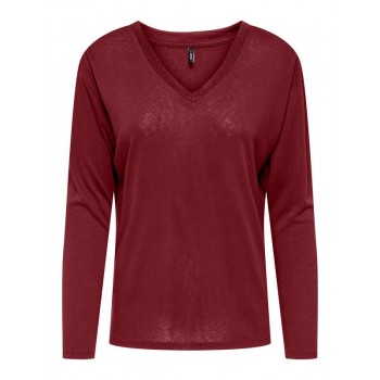 Only ONLHENRIETTA L/S V-NECK SHINE TOP JRS 15360156 4928656 cabernet cabernet rhinestones