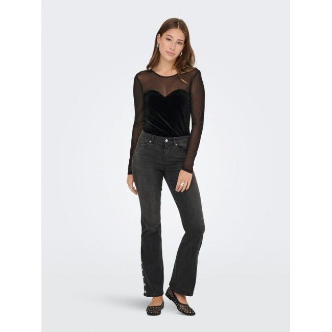 Only ONLSMOOTH L/S MESH MIX TOP BOX JRS 15360668 4895901 black heart