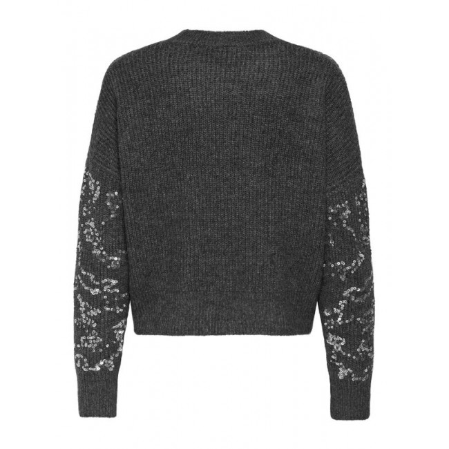 Only ONLALTA LS SEQUIN O-NECK KNT 15353230 4806823 dark grey melange silver sequins Only ONLALTA LS SEQUIN O-NECK KNT 15353230 4806823 dark grey melange silver sequins