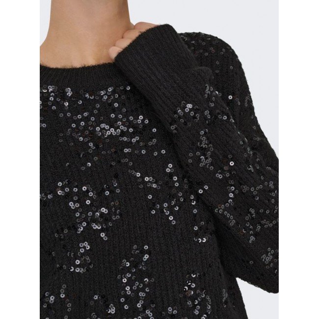 Only ONLALTA LS SEQUIN O-NECK KNT 15353230 4894515 black black sequins