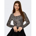 Only ONLLONE AOP L/S TWO WAY TOP JRS 15354789 4822265 cloud dancer leo aop