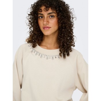Only ONLJETT L/S O-NECK EMB. BOX SWT 15355912 4856683 birch embellishment