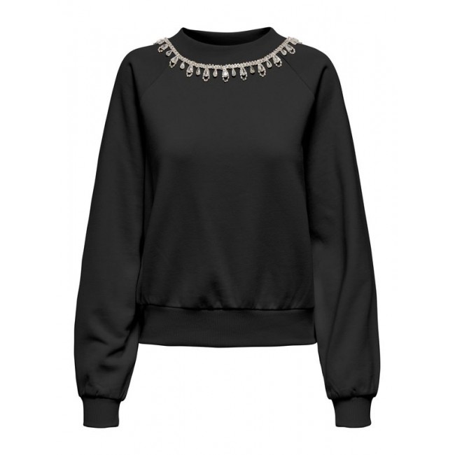 Only ONLJETT L/S O-NECK EMB. BOX SWT 15355912 4822108 black embellishment