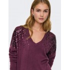 Only ONLSTARRY LS SEQUIN BOXY V-NECK KNT 15359241 4894619 maauve wine sequins