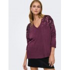 Only ONLSTARRY LS SEQUIN BOXY V-NECK KNT 15359241 4894619 maauve wine sequins