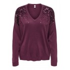 Only ONLSTARRY LS SEQUIN BOXY V-NECK KNT 15359241 4894619 maauve wine sequins
