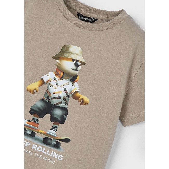 Mayoral Μπλουζα κοντ/κη "keep rolling" 25-03041-069 καφε