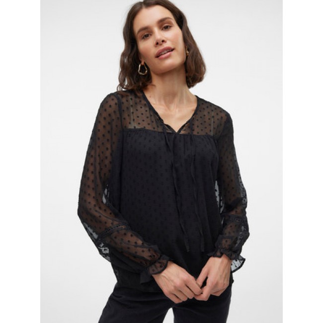Vero moda VMLEAH LS LACE TOP WVN GA NOOS 10314692 black