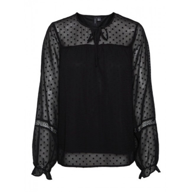 Vero moda VMLEAH LS LACE TOP WVN GA NOOS 10314692 black