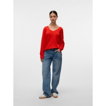 Vero moda VMSILJE LS V-NECK PULLOVER GA NOOS 10320451 fiery red