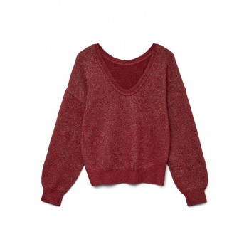 Vero moda VMELLIE SHINE LS U-BACK PULLOVER BOO 10331546 syrah w silver lurex