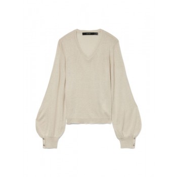Vero moda VMILONA LS V-NECK BUTTON PULLOVER BOO 10331577 birch w dtm lurex