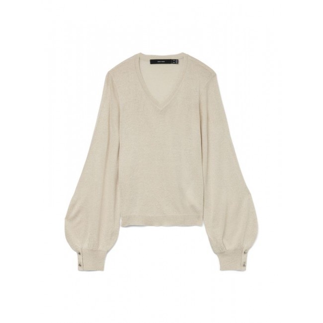 Vero moda VMILONA LS V-NECK BUTTON PULLOVER BOO 10331577 birch w dtm lurex