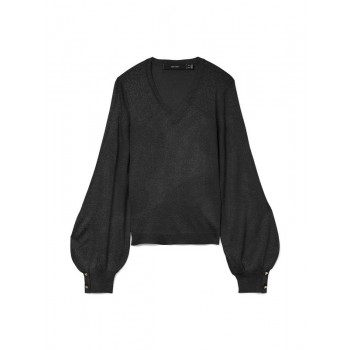 Vero moda VMILONA LS V-NECK BUTTON PULLOVER BOO 10331577 black w silver lurex