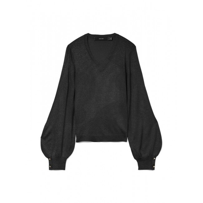 Vero moda VMILONA LS V-NECK BUTTON PULLOVER BOO 10331577 black w silver lurex