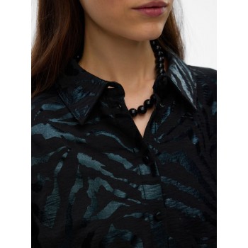 Vero moda VMCARLA FOIL L/S SHIRT WVN GA 10335241 4847985 black black zebra foil
