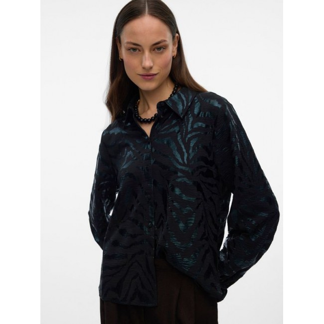 Vero moda VMCARLA FOIL L/S SHIRT WVN GA 10335241 4847985 black black zebra foil