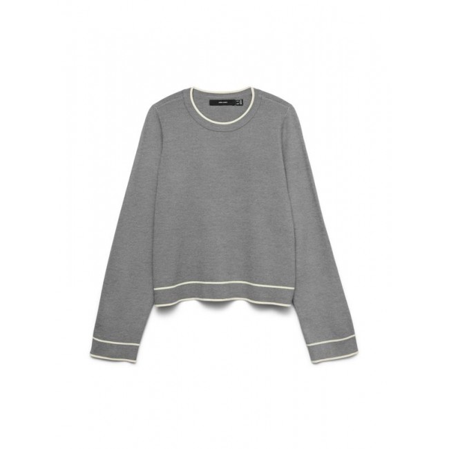 Vero moda VMGOLD LS O-NECK DOUBLE CONTRAST PULL 10337624 4966993 medium grey melange w birch