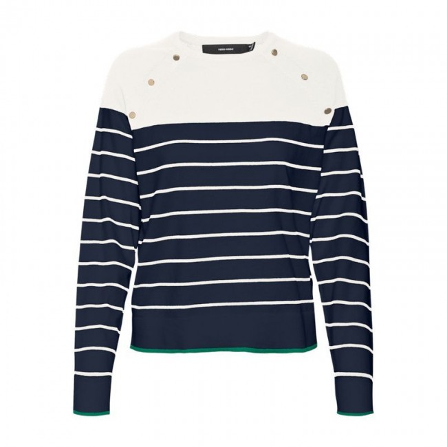 Vero moda VMALMA LS O-NECK RAGLAN PULLOVER BOO 10300043 navy blazer snow whitewboaphorus contrast