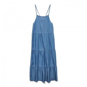 Vero moda VMFLEUR SL 7/8 LAYER TENCEL DRESS GA 10326075 medium blue denim