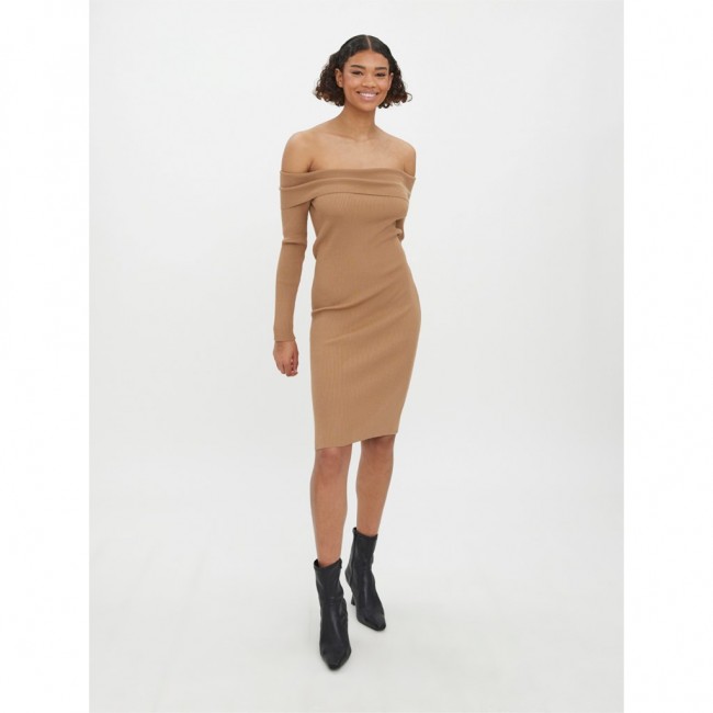 vero moda VMWILLOW LS OFF-SHOULDER KNEE DRESS 12-10271086-tigers