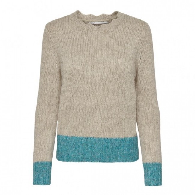 ONLY ONLMELLA L/S CONTRAST PULLOVER BF KNT 15272627 PUMICE STONE MELANGE/CAPRI BREEZE MELANGE